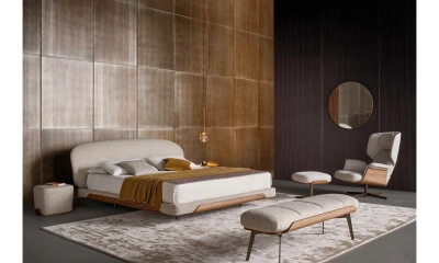 Комплект спальни Bonaldo Olos  (кровать, тумба прикроватная, пуф, банкетка)