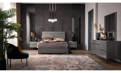 Комплект мебели в спальню Alf Group Graphite (Кровать 160x200, комод, 2 тумбы)