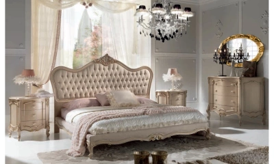 Комплект мебели в спальню Vaccari Giovanni Bella Italia (кровать 183*200, 2 тумбы прикроватные, комод, туалетный стол, шкаф 3-х дверный)