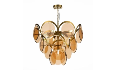 SL1161.333.09 Люстра подвесная ST-Luce Латунь/Янтарный E14 9*60W