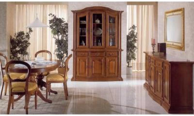 Комплект мебели в гостиную Vaccari Giovanni Bella Italia (витрина 3-х дверная, комод, стол обеденный, 4 стула)