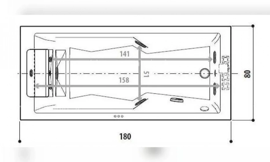 Акриловая Ванна Jacuzzi Myway 180X80 Myw20012100 Правосторонняя - фото 2