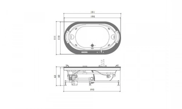 Акриловая Ванна Jacuzzi Opalia 190X110 9F43-499A