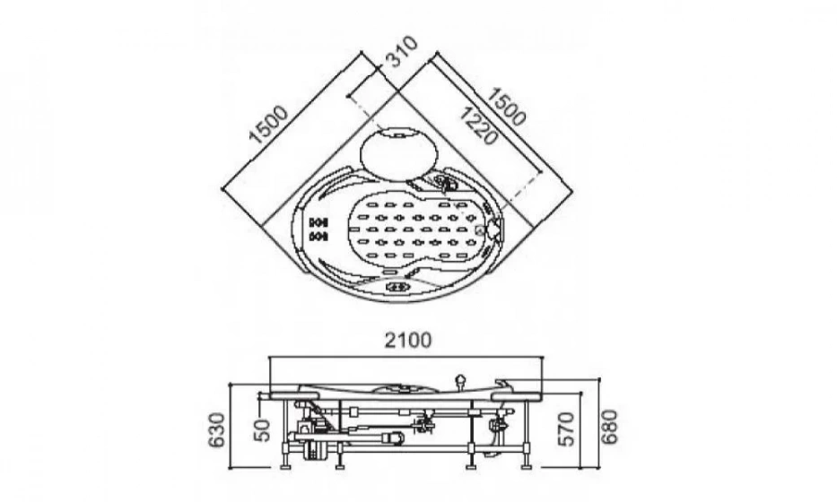 Акриловая Ванна Jacuzzi Celtia 150X150 9F43-141A - фото 1