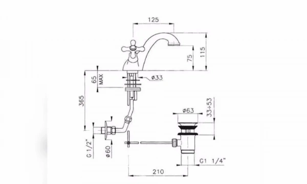 Смеситель Для Раковины Nicolazzi Nuova Brenta 2532Gb Золотистая Латунь