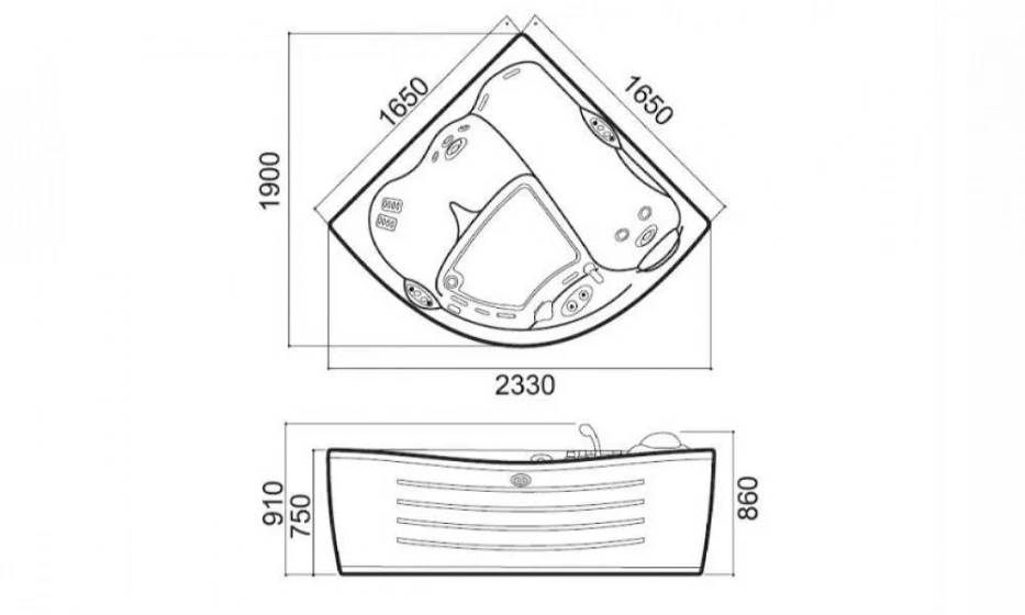 Акриловая Ванна Jacuzzi Maxima 165X165 9F43-788A - фото 2